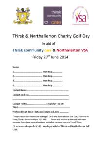 Thirsk & Northallerton Charity Golf Day In aid of Thirsk community care & Northallerton VSA