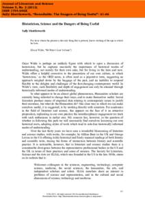 Journal of Literature and Science Volume 5, NoJournal of Literature and ScienceShuttleworth, “The Dangers of Being Useful”: 61-66 ISSN 1754-646X Sally Shuttleworth, “Roundtable: The Dangers of 