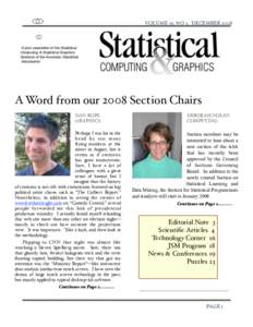 VOLUME 19, NO 2, DECEMBER[removed]A joint newsletter of the Statistical Computing & Statistical Graphics Sections of the American Statistical Association