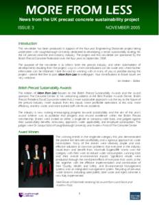 Outline for first Sustainable Precast Newsletter