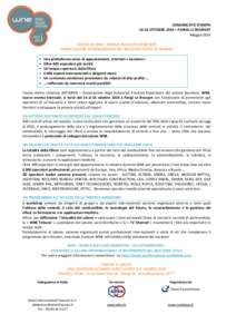 COMUNICATO STAMPAOTTOBRE 2014 – PARIGI LE BOURGET Maggio 2014 LANCIO DI WNE – WORLD NUCLEAR EXHIBITION PRIMO SALONE INTERNAZIONALE DEL NUCLEARE CIVILE IN FRANCIA •