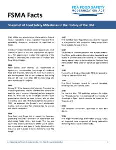 Snapshot of Food Safety Milestones Fact Sheet.pub