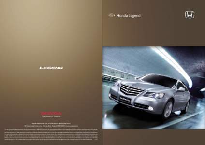 Honda Legend  Honda Australia Pty. Ltd. ACNABN95 Sharps Road, Tullamarine, Victoria, 3043. Freecallhonda.com.au/cars The fuel consumption figures quoted in this brochure are ba