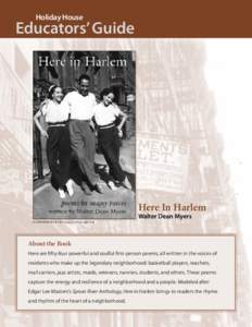 Holiday House  Educators’ Guide Here In Harlem Walter Dean Myers