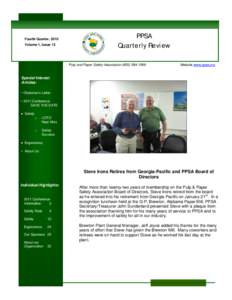 Fourth Quarter, 2010 Volume 1, Issue 13 PPSA Quarterly Review Pulp and Paper Safety Association[removed]