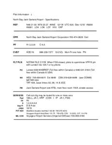 Pilot Information ‡ North Bay Jack Garland Airport - Specifications REF! ! ! !