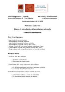 Université Toulouse 1 Capitole Université Toulouse III – Paul Sabatier L3, Sciences de l’information et de la communication