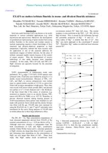 Photon Factory Activity Report 2010 #28 Part BChemistry 7C/2010G165  EXAFS on molten terbium fluoride in mono- and divalent fluoride mixtures