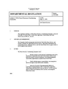 U.S. Department of Agriculture Washington, D.C[removed]DEPARTMENTAL REGULATION SUBJECT: USDA Forest Resources Coordinating