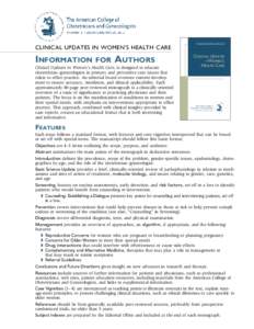 Volume XII, Number 2, April[removed]CLINICAL UPDATES IN WOMEN’S HEALTH CARE Information