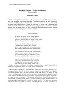 ASSOCIATION DES PROFESSEURS DE LETTRES  Théophile Gautier, « Le Pin des Landes » Commentaire par Romain Vignest