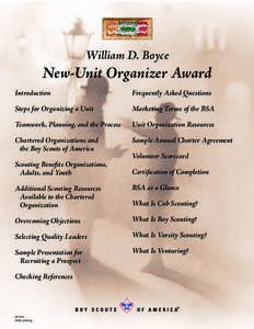 William D. Boyce  New-Unit Organizer Award Introduction  Frequently Asked Questions