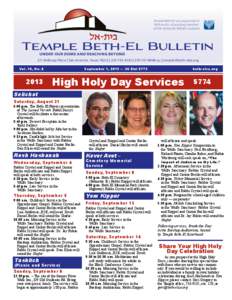 Temple Beth-El was organized in 1874 and is a founding member of the Union for Reform Judaism. Temple Beth-El Bulletin UNDER OUR DOME AND REACHING BEYOND