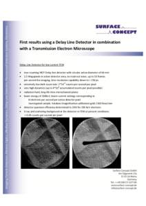 First results using a Delay Line Detector in combination with a Transmission Electron Microscope Delay Line Detector for low current TEM  