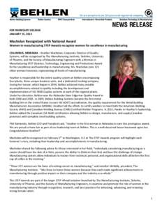 Microsoft Word - Behlen - Heather Macholan STEP Award press release[removed]docx