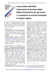 1  EASE Guidelines for Authors and Translators of Scientific Articles to be Published in English, June 2013 Linee Guida dell’EASE (Associazione Europea degli