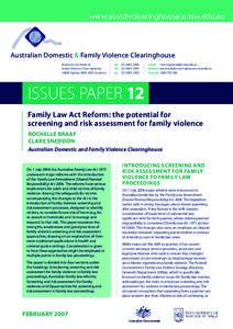 www.austdvclearinghouse.unsw.edu.au  Australian Domestic & Family Violence Clearinghouse Australian Domestic & Family Violence Clearinghouse UNSW Sydney NSW 2052 Australia