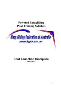 Powered Paragliding Pilot Training Syllabus Foot Launched Discipline