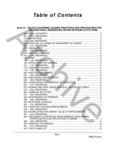 Ta b l e o f C o n t e n t s[removed]RULES GOVERNING LEASING PRACTICES AND PROCEDURES FOR RECREATIONAL RESIDENCES WITHIN HEYBURN STATE PARK e