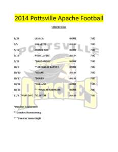 2014 Pottsville Apache Football SENIOR HIGH[removed]LAVACA