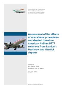 Partnership for Air Transportation Noise and Emissions Reduction An FAA/NASA/Transport CanadaSponsored Center of Excellence Assessment of the effects of operational procedures