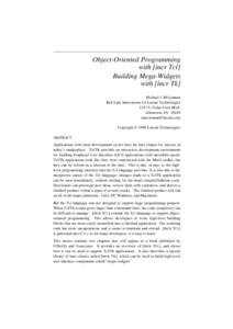 Scripting languages / Tcl / Itk / Constructor / Tk / Destructor / C++ classes / Object / Prototype-based programming / Software engineering / Computer programming / Computing