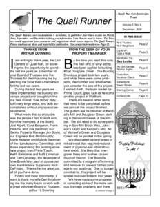 The Quail Runner  Quail Run Condominium Trust Volume 2, No. 4, December, 2004