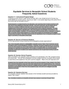 Equitable Services to Nonpublic School Students Frequentl Asked Questions