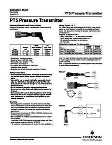 Instruction Sheet PA[removed]June 2013 PT5 Pressure Transmitter