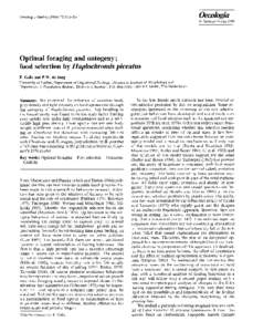 Oecologia 9 Springer-Verlag1988 Oecologia (Berlin:Optimal foraging and ontogeny;