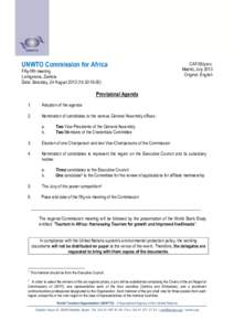 UNWTO Commission for Africa Fifty-fifth meeting Livingstone, Zambia Date: Saturday, 24 August[removed]00)  CAF/55/prov.