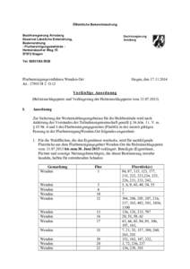 Öffentliche Bekanntmachung  Bezirksregierung Arnsberg Dezernat Ländliche Entwicklung, Bodenordnung - Flurbereinigungsbehörde Hermelsbacher Weg 15