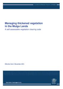 Managing thickened vegetation in the Mulga Lands - a self-assessable vegetation clearing code