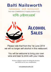 Balti Nailsworth takeaway and restaurant The High Commission of Bangladeshi Food  Alcohol