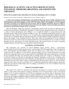 Biological Activity and Active Groups of Novel Pyrazoles, Thiosemicarbazones, and Substituted Thiazoles