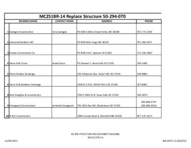 MC251BR-14 Replace Structure[removed]BUSINESS NAME 1 Swingen Construction  CONTACT NAME