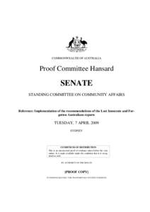 COMMONWEALTH OF AUSTRALIA  Proof Committee Hansard SENATE STANDING COMMITTEE ON COMMUNITY AFFAIRS