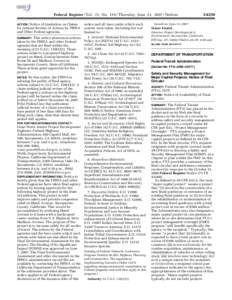 Federal Register / Vol. 72, No[removed]Thursday, June 21, [removed]Notices notice and all laws under which such actions were taken, including but not limited to: 1. General: National Environmental SUMMARY: This notice annou