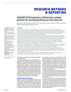 RESEARCH METHODS & REPORTING CONSORT 2010 Explanation and Elaboration: updated