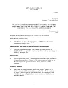 Politics / Consolidated Fund / Government of the United Kingdom / Kiribati / Appropriation Act / Ministry of Finance / Appropriation bill / Attorney general / Politics of Kiribati / Government / Government of Kiribati / Law