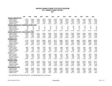 ARIZONA UNEMPLOYMENT STATISTICS PROGRAM CITY UNEMPLOYMENT REPORT 2011 JAN FEB