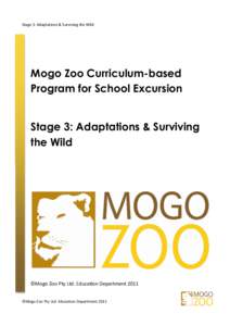 Stage 3: Adaptations & Surviving the Wild     Mogo Zoo Curriculum-based Program for School Excursion