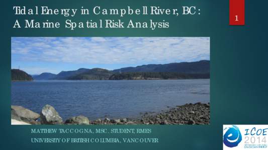 Tidal Energy Spatial Planning and Risk Analysis for Campbell River, BC