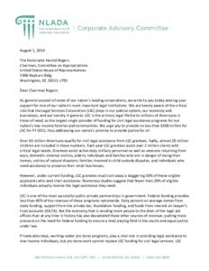 August 1, 2014 The Honorable Harold Rogers Chairman, Committee on Appropriations United States House of Representatives 2406 Rayburn Bldg. Washington, DC[removed]