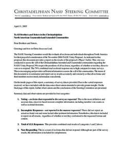 CHRISTADELPHIAN NASU STEERING COMMITTEE Web Site: www.NASU.ca Postal Address: Markham and Eglinton P.O. Box 90525, Toronto, ON M1J 3N7, Canada  E mail address: [removed]