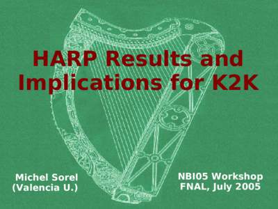 HARP Results and Implications for K2K Michel Sorel (Valencia U.)