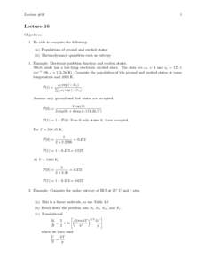 1  Lecture #16 Lecture 16 Objectives: