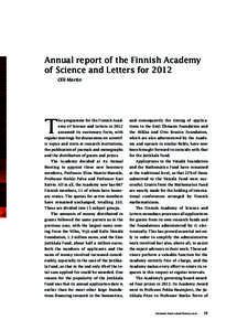 Annual report of the Finnish Academy of Science and Letters for 2012 Olli Martio T