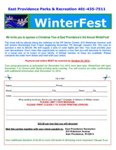 Winterfest / Joyce Kilmer / Christmas tree / Christmas / East Providence /  Rhode Island / Beloit /  Wisconsin