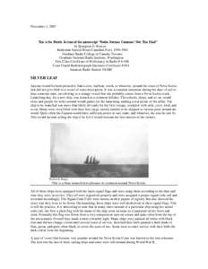 November 1, 2007  This is the Fourth Section of the manuscript “Radio Stations Common? Not This Kind” by Spurgeon G. Roscoe Radioman Special Royal Canadian NavyGraduate Radio College of Canada, Toronto